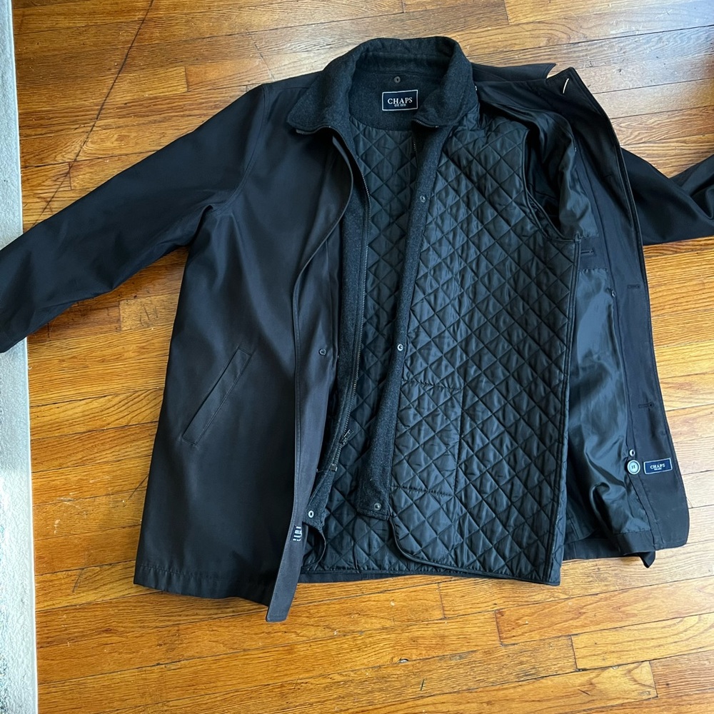 Chaps Mens Trench Coat with removable wool vest